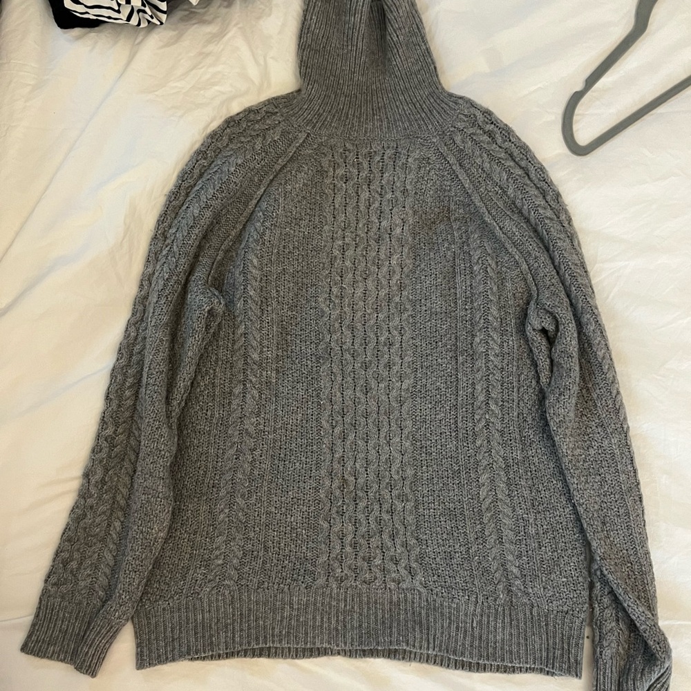 VINCE Merino Wool Alpaca Blend Turtleneck Sweater Soft Cozy Knit Grey Size L